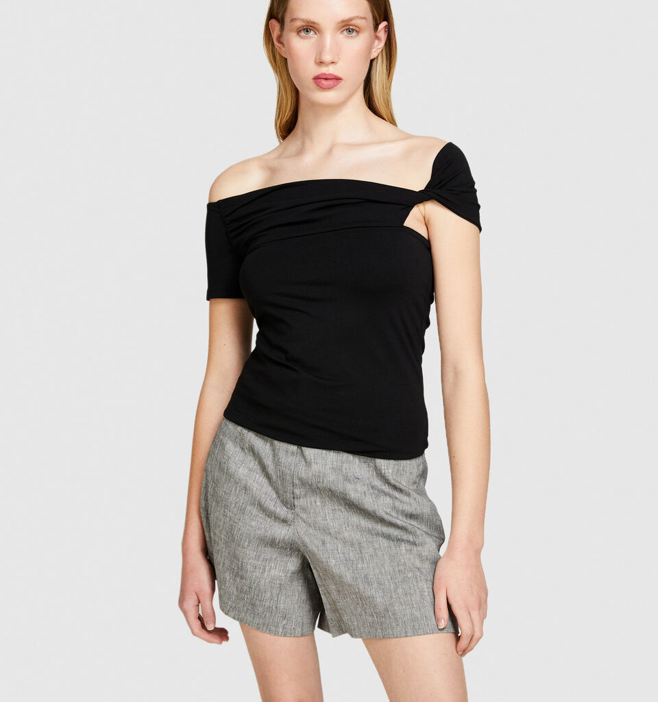 Top with bare shoulders - women's tops - Black | Sisley image number 4